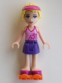 LEGO Minifigure-Stephanie, Dark Purple Skirt, Bright Pink Top, Orange Roller Skates-Friends-FRND106-Creative Brick Builders